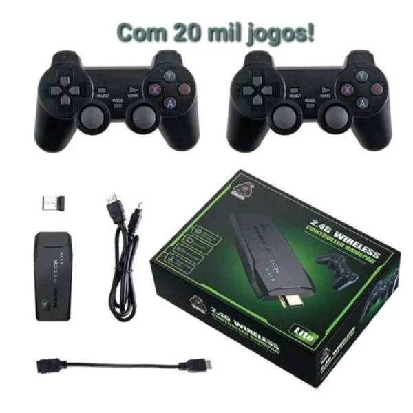 Video game Stick 4K Com 20000 Jogos 64gb 2 Controles Sem Fio Console Portatil Jogos Retro Video Game - Imagem 3