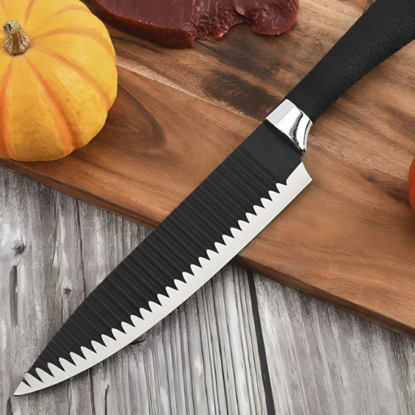 Kit 6 Peças Conjunto de Faca Churrasco Carne Legumes Descascador Tesoura Profissional - Imagem 2
